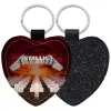 Μπρελόκ PU δερμάτινο glitter καρδιά ΜΑΥΡΟ