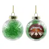 Στολίδι Χριστουγεννιάτικη μπάλα δένδρου διάφανη με πράσινο γέμισμα 8cm