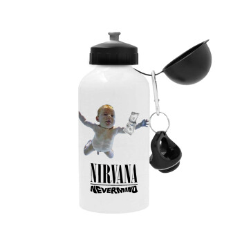 Nirvana nevermind, Μεταλλικό παγούρι ποδηλάτου, Λευκό, αλουμινίου 500ml