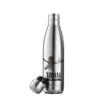 Nirvana nevermind, Μεταλλικό παγούρι θερμός Inox (Stainless steel), διπλού τοιχώματος, 500ml