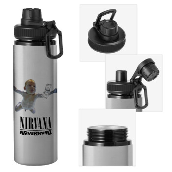 Nirvana nevermind, Μεταλλικό παγούρι νερού με καπάκι ασφαλείας, αλουμινίου 850ml