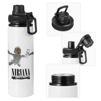 Nirvana nevermind, Metal water bottle with safety cap, aluminum 850ml