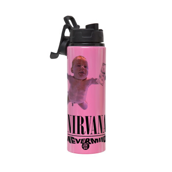 Nirvana nevermind, Metallic water bottle with safety lid, 850ml aluminum
