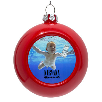 Nirvana nevermind, Red Christmas tree ornament bauble 8cm