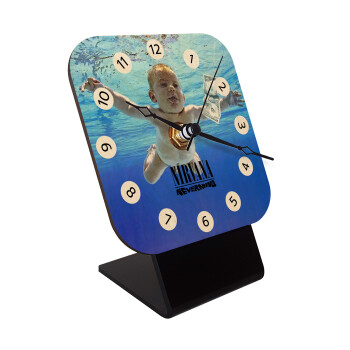 Nirvana nevermind, Quartz Table clock in natural wood (10cm)