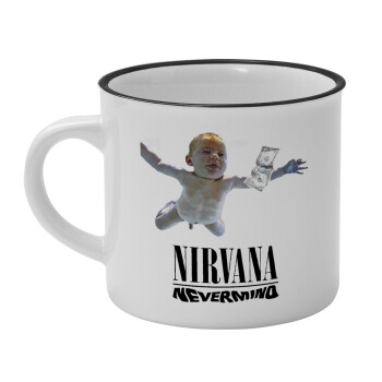 Nirvana nevermind, Κούπα κεραμική vintage Λευκή/Μαύρη 230ml