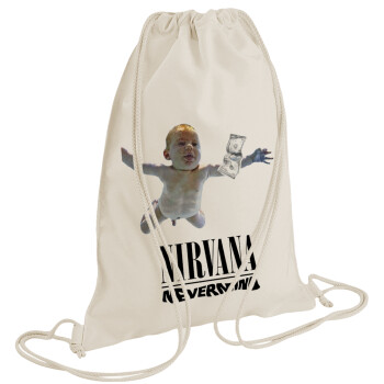 Nirvana nevermind, Τσάντα πλάτης πουγκί GYMBAG natural (28x40cm)