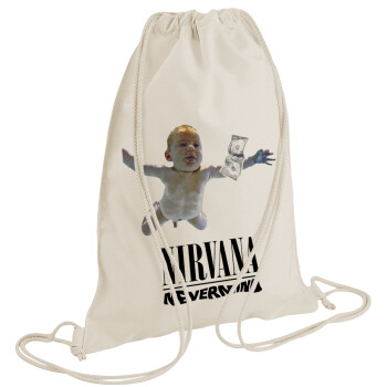 Nirvana nevermind, Backpack bag GYMBAG natural (28x40cm)