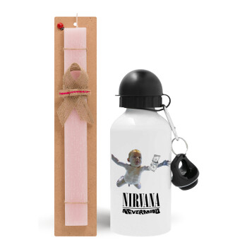 Nirvana nevermind, Easter Set, metallic aluminum bottle (500ml) & aromatic flat Easter candle (30cm) (PINK)