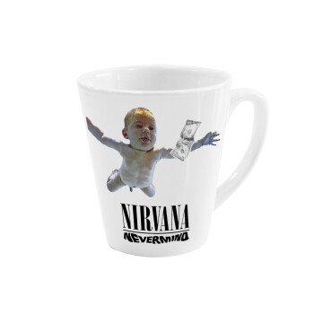 Nirvana nevermind, Κούπα κωνική Latte Λευκή, κεραμική, 300ml