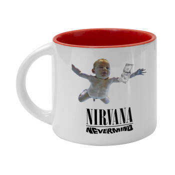 Nirvana nevermind, Κούπα κεραμική 400ml Λευκή/Κόκκινη