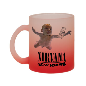 Nirvana nevermind, Κούπα γυάλινη δίχρωμη με βάση το κόκκινο ματ, 330ml