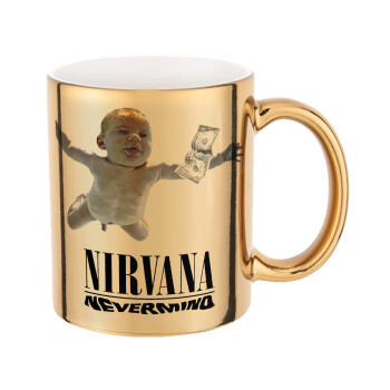 Nirvana nevermind, Mug ceramic, gold mirror, 330ml