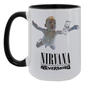 Nirvana nevermind, Κούπα Mega 15oz, κεραμική Μαύρη, 450ml