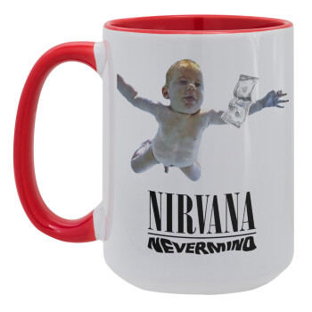 Nirvana nevermind, Κούπα Mega 15oz, κεραμική Κόκκινη, 450ml