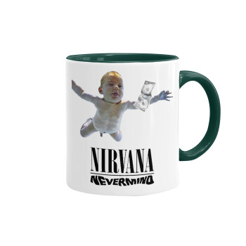 Nirvana nevermind, Κούπα χρωματιστή πράσινη, κεραμική, 330ml