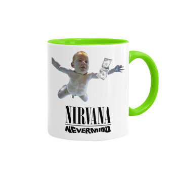 Nirvana nevermind, Mug colored light green, ceramic, 330ml