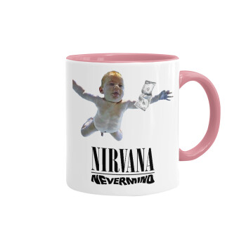 Nirvana nevermind, Mug colored pink, ceramic, 330ml