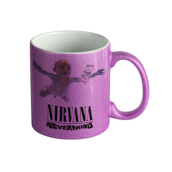 Nirvana nevermind, Κούπα Μωβ Glitter που γυαλίζει, κεραμική, 330ml