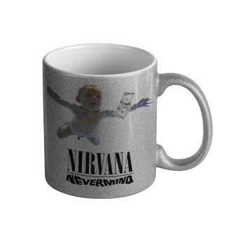 Nirvana nevermind, Κούπα Ασημένια Glitter που γυαλίζει, κεραμική, 330ml