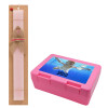Easter Set, children's snack container PINK & scented flat Easter candle (30cm) (PINK)
