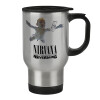 Stainless steel travel mug with lid, double wall 450ml