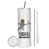 Tumbler stainless steel 600ml, with metal straw & cleaning brush