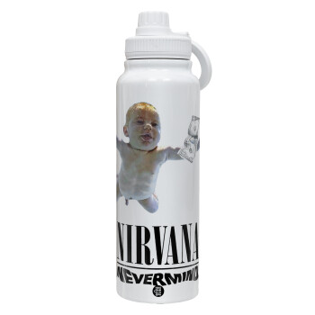 Nirvana nevermind, 1L Stainless Steel Thermal Bottle with Phone Holder & Double Wall Insulation