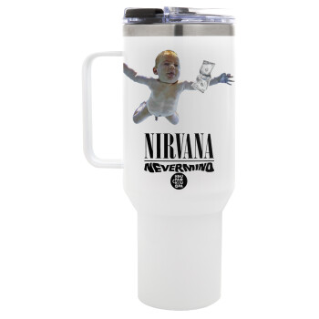 Nirvana nevermind, Mega Tumbler με καπάκι, διπλού τοιχώματος (θερμό) 1,2L