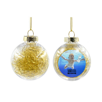 Nirvana nevermind, Χριστουγεννιάτικη μπάλα δένδρου διάφανη με χρυσό γέμισμα 8cm