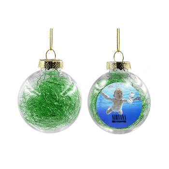 Nirvana nevermind, Χριστουγεννιάτικη μπάλα δένδρου διάφανη με πράσινο γέμισμα 8cm