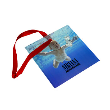 Nirvana nevermind, Christmas ornament, glass square ornament 9x9cm