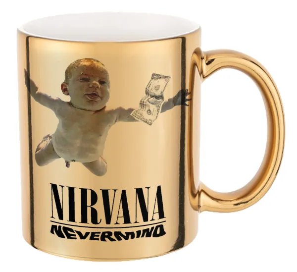 Nirvana nevermind — Mug ceramic, gold mirror, 330ml