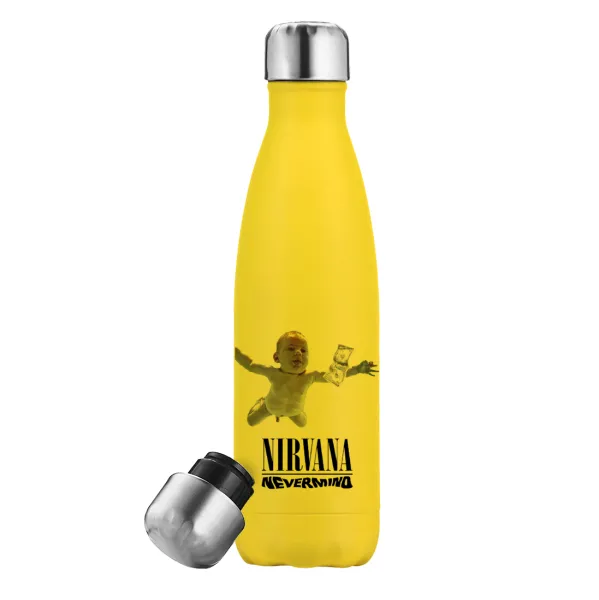 Nirvana nevermind — Yellow Stainless Steel Metallic Thermos, double-walled, 500ml