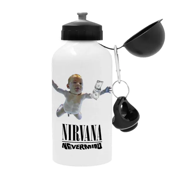 Nirvana nevermind — Μεταλλικό παγούρι νερού, Λευκό, αλουμινίου 500ml