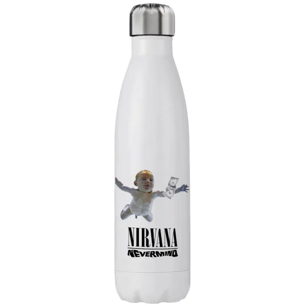 Nirvana nevermind — Μεταλλικό παγούρι θερμός (Stainless steel), διπλού τοιχώματος, 750ml