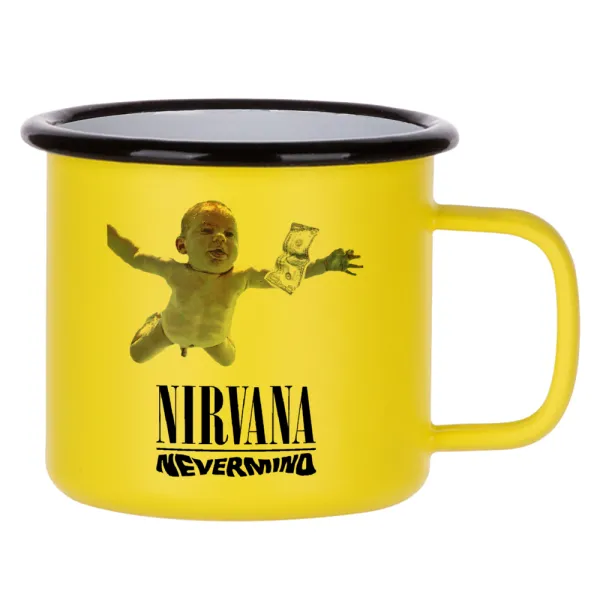 Nirvana nevermind — Κούπα Μεταλλική εμαγιέ ΜΑΤ Κίτρινη 360ml