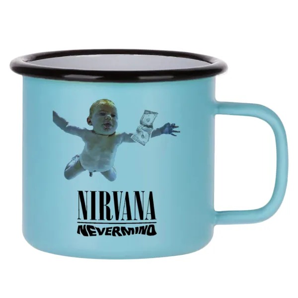 Nirvana nevermind — Κούπα Μεταλλική εμαγιέ ΜΑΤ σιέλ 360ml