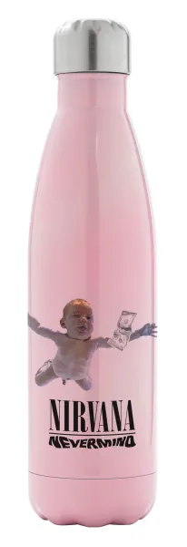 Nirvana nevermind — Metal mug thermos Pink Iridiscent (Stainless steel), double wall, 500ml