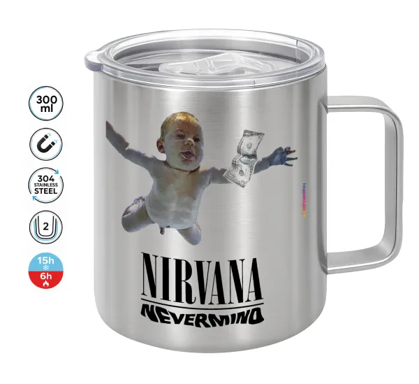 Nirvana nevermind — Double-walled stainless steel mug 300ml with temperature-retaining lid