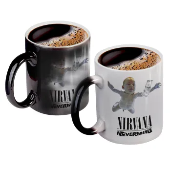 Nirvana nevermind, Color changing magic Mug, ceramic, 330ml when adding hot liquid inside, the black colour desappears (1 pcs)