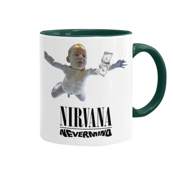 Nirvana nevermind, Κούπα χρωματιστή πράσινη, κεραμική, 330ml