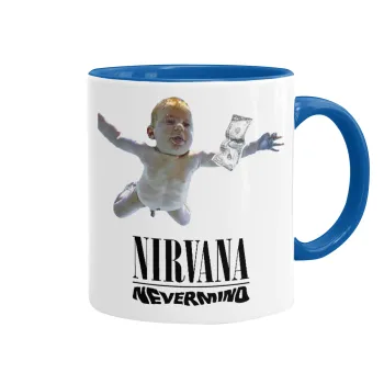 Nirvana nevermind, Κούπα χρωματιστή μπλε, κεραμική, 330ml
