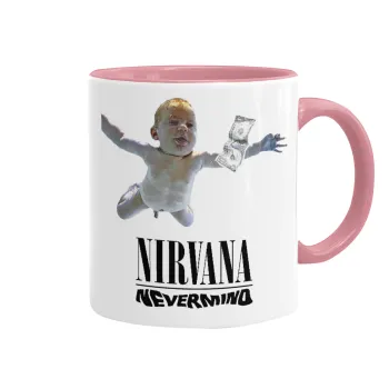 Nirvana nevermind, Mug colored pink, ceramic, 330ml