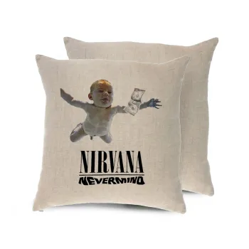 Nirvana nevermind, Μαξιλάρι καναπέ ΛΙΝΟ 40x40cm περιέχεται το  γέμισμα