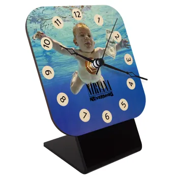 Nirvana nevermind, Quartz Table clock in natural wood (10cm)