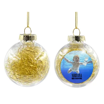 Nirvana nevermind, Transparent Christmas tree ball ornament with gold filling 8cm