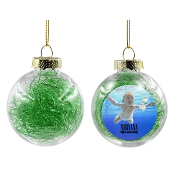 Nirvana nevermind, Στολίδι Χριστουγεννιάτικη μπάλα δένδρου διάφανη με πράσινο γέμισμα 8cm