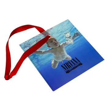 Nirvana nevermind, Christmas ornament, glass square ornament 9x9cm