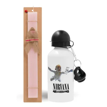 Nirvana nevermind, Easter Set, metallic aluminum bottle (500ml) & aromatic flat Easter candle (30cm) (PINK)
